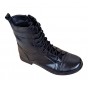 Ghete dama casual, din piele naturala, fermoar, imblanite, Negru ROV217N